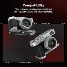 Load image into Gallery viewer, SmallRig X100VI / X100V Handgrip L-Shape Grip with Quick Release Plate for Arca, Lightweight Silicone Side Handle, Shutter Button and Hot Shoe Cover for FUJIFILM X100VI / X100V Cameras (Silver) - 4555
