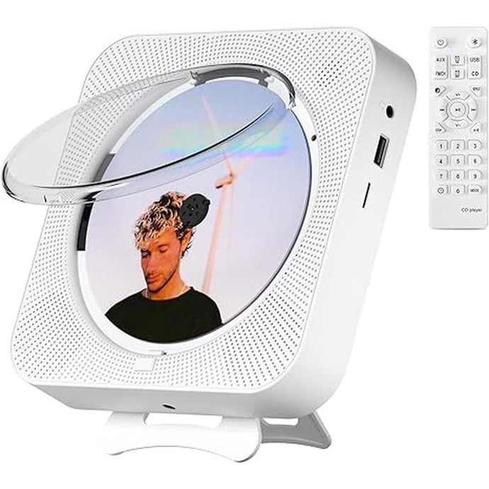 CD Player Portable Bluetooth Desktop CD Player for Home, Mini Cute CD Players for Kids, Built-in Dual Speakers and LED Display with Remote Control, Supports CD/FM Radio/USB/AUX/Timer/Repeat (White)