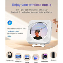 Load image into Gallery viewer, CD Player Portable Bluetooth Desktop CD Player for Home, Mini Cute CD Players for Kids, Built-in Dual Speakers and LED Display with Remote Control, Supports CD/FM Radio/USB/AUX/Timer/Repeat (White)
