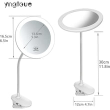 Load image into Gallery viewer, 6.5&quot; Clip on Vanity Makeup Mirror with Light, gooseneck Travel 10x Magnifying Mirror,USB Recharge (White 10X)
