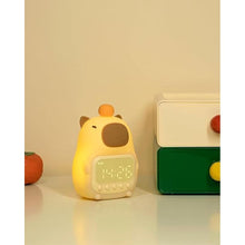 Load image into Gallery viewer, Capybara Alarm Clock with Night Light for Kids, Cute Toddler Alarm Clocks for Bedrooms Ok to Wake Clocks for Girls and Boys, Rechargeable Silicone Animal Tabletop Lamp for Kid
