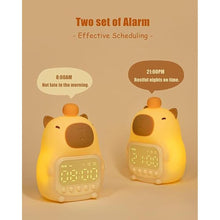 Load image into Gallery viewer, Capybara Alarm Clock with Night Light for Kids, Cute Toddler Alarm Clocks for Bedrooms Ok to Wake Clocks for Girls and Boys, Rechargeable Silicone Animal Tabletop Lamp for Kid
