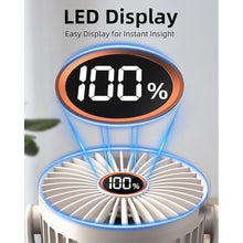 Load image into Gallery viewer, Portable Mini Fan Rechargeable Battery Powered, Small Stroller Fan for Desk, Strong Clamp Grip, 360° Rotation, 3-Speed, LED Display, Personal Clip On Cooler for Bed, Golf Cart, Office, Beige
