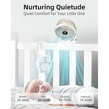 Load image into Gallery viewer, Portable Mini Fan Rechargeable Battery Powered, Small Stroller Fan for Desk, Strong Clamp Grip, 360° Rotation, 3-Speed, LED Display, Personal Clip On Cooler for Bed, Golf Cart, Office, Beige
