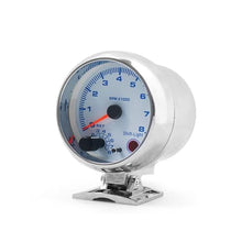 Load image into Gallery viewer, GoolRC Tachometer Gauge, 3.75&#39;&#39; Car Universal Silver Tachometer Gauge Blue Inter Shift light 0-8000 RPM, LED Background Light
