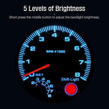 Load image into Gallery viewer, GoolRC Tachometer Gauge, 3.75&#39;&#39; Car Universal Silver Tachometer Gauge Blue Inter Shift light 0-8000 RPM, LED Background Light
