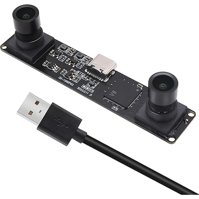 MMlove USB Stereo Camera Synchronous Dual Lens 1080P 60FPS Camera Module 4MP 3D Webcam 117° Wide Angle View Lightburn Webcam USB2.0 Plug & Play for VR Face Recognition Streaming,PC/Laptop/Raspberry Pi