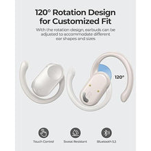 Load image into Gallery viewer, Open Ear Headphones, Bluetooth 5.3 Wireless Earbuds with Earhooks, 120° Rotation Angle Adjustment, 36 Hours Playtime, 1.5 Hours Fast Charging, Sweat Resistant, Sport Earphones for Workout White
