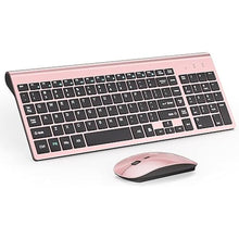 Load image into Gallery viewer, Wireless Keyboard and Mouse Ultra Slim Combo, TopMate 2.4G Silent Compact USB 2400DPI Mouse and Scissor Switch Keyboard Set with Cover, 2 AA &amp; 2 AAA Batteries,for PC/Laptop/Windows/Mac-Rose Gold Black
