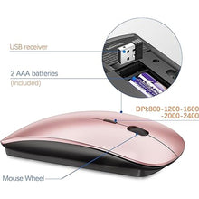 Load image into Gallery viewer, Wireless Keyboard and Mouse Ultra Slim Combo, TopMate 2.4G Silent Compact USB 2400DPI Mouse and Scissor Switch Keyboard Set with Cover, 2 AA &amp; 2 AAA Batteries,for PC/Laptop/Windows/Mac-Rose Gold Black
