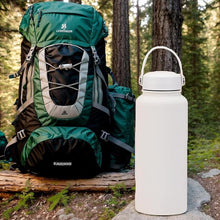 Load image into Gallery viewer, White 32 oz Insulated Water Bottle, Large Metal Stainless Steel Water Flask, Big Sports Travel Mens Water Bottle for Gym,Hiking,1 liters Leakproof Insulated Thermal Bottle with 2 Lids

