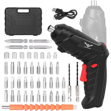 Load image into Gallery viewer, 47 in 1 Electric Screwdriver Cordless Rechargeable Small Power Drill Set 3.6V Li-ion 3.5Nm Max Torque Electric Rotatable Drill Screwdriver for Home Office DIY Tools (Black)
