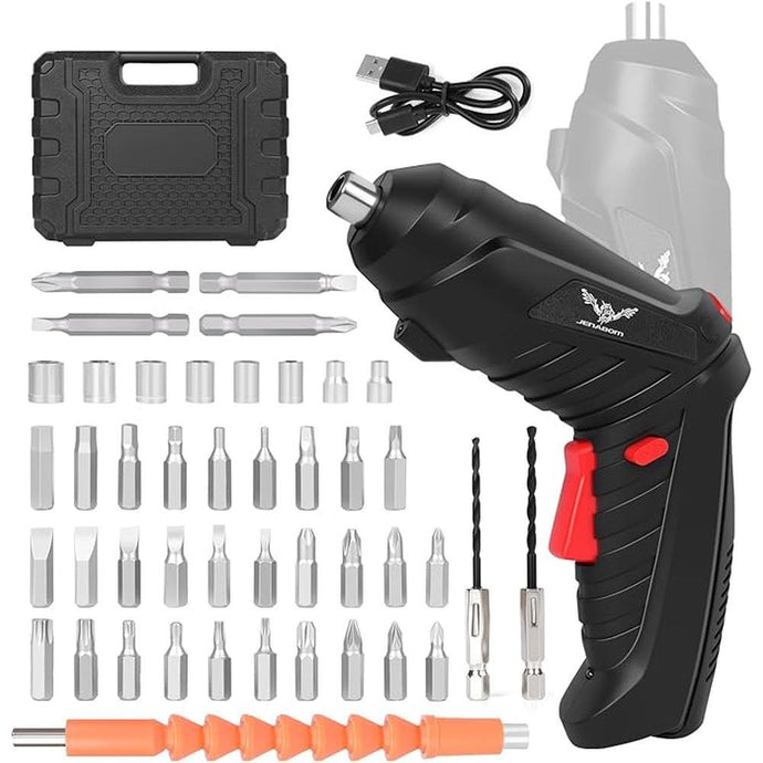 47 in 1 Electric Screwdriver Cordless Rechargeable Small Power Drill Set 3.6V Li-ion 3.5Nm Max Torque Electric Rotatable Drill Screwdriver for Home Office DIY Tools (Black)