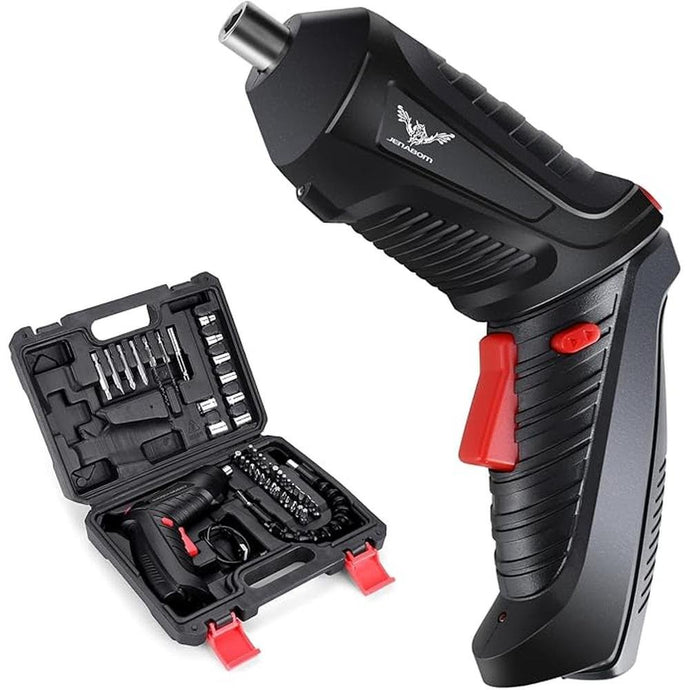 47 in 1 Electric Screwdriver Cordless Drill Rechargeable Set 3.6V Li-ion 3.5N·m Max Torque Electric Rotatable with Case LED Light Screwdriver Multi-Angle Work balck for Home Office DIY Tools