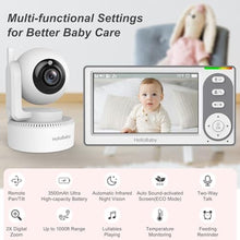 Load image into Gallery viewer, HelloBaby 4.3&#39;&#39; Video Baby Monitor with 30 Hours Battery, Remote Pan-Tilt-Zoom Baby Monitor No WiFi, Baby Monitor with Camera and Audio, Night Vision, ECO Mode, Two-way Talk, 8 Lullabies, 1000ft Range

