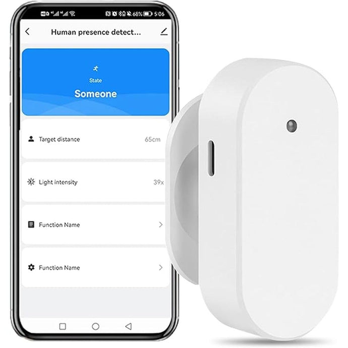 Smart Human Presence Motion Sensor: WiFi Millimeter Wave Radar Detector with Light Sensor, High Sensing Human Body Exists Sensor for Home Automation, Compatible with Alexa/Smart Life/Tuya Smart