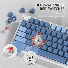 Load image into Gallery viewer, 75% TKL Wired Mechanical Keyboard,RGB Backlit Gasket Mount 82 Key Hot Swappable Custom Linear Red Switch Gaming Keyboard with Volume Knob &amp; PBT Keycaps (82 Sea Fog Blue)
