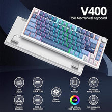 Load image into Gallery viewer, 75% TKL Wired Mechanical Keyboard,RGB Backlit Gasket Mount 82 Key Hot Swappable Custom Linear Red Switch Gaming Keyboard with Volume Knob &amp; PBT Keycaps (82 Sea Fog Blue)
