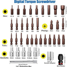 Load image into Gallery viewer, Digital Torque Screwdriver, 0.4-26.6in-lbs/0.045-3Nm, Torque Screwdriver Electrician with ±1% Accuracy, Vibration, Buzzer, LED Notification, Adjustable Torque Wrench Screwdriver for Bike
