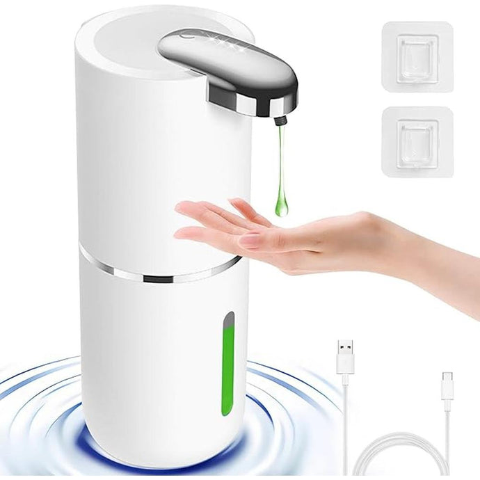 Automatic Liquid Soap Dispenser, 12.8oz/380ml Rechargeable Touchless Hand Soap Dispenser, 4 Level Adjustable Foam Volume, IPX5 Waterproof for Bathroom, Kitchen, White
