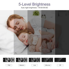 Load image into Gallery viewer, Digital Clock, Alarm Clocks with 6.5&#39; Large Display, Touch Snooze, LED Desk Clock with 4 Adjustable Brightness, 12/24H, Digital Alarm Clock with DST, Easy to Set for Home, Office, Gifts
