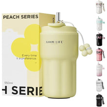 Load image into Gallery viewer, GOOM 18oz Spill Proof Tumbler with Lid and Straw, 18/10 Stainless Steel Insulated Water Bottle with Flip Lid and Straw Mouth Rotary Lock, 6-Layer Wall Insulated Coffee Tumbler - Yellow

