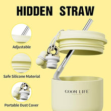 Load image into Gallery viewer, GOOM 18oz Spill Proof Tumbler with Lid and Straw, 18/10 Stainless Steel Insulated Water Bottle with Flip Lid and Straw Mouth Rotary Lock, 6-Layer Wall Insulated Coffee Tumbler - Yellow
