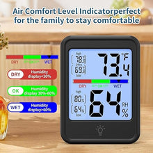 Load image into Gallery viewer, Digital Thermometer Hygrometer, Indoor Wall Thermometer, Indoor Humidity Temperature Monitor with Max&amp;Min Records Backlit for 10S for Greenhouse, Home and Office Measuring Devices
