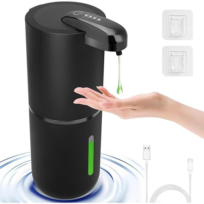 Automatic Liquid Soap Dispenser, 12.8oz/380ml Rechargeable Touchless Hand Soap Dispenser, 4 Level Adjustable Foam Volume, IPX5 Waterproof for Bathroom, Kitchen, Black
