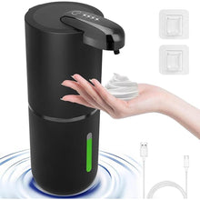 Load image into Gallery viewer, Automatic Foaming Soap Dispenser, 12.8oz/380ml Rechargeable Touchless Hand Soap Dispenser, 4 Level Adjustable Foam Volume, IPX5 Waterproof for Bathroom &amp; Kitchen, Black
