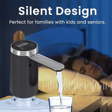 Load image into Gallery viewer, UNNEES Water Dispenser for 5 Gallon Bottle - Smart LED Display, Rechargeable Water Pump, Long-Lasting, Foldable Water Spout for 5 Gallon Bottle, Portable Water Dispenser for Home &amp; Outdoor (Black)
