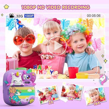 Load image into Gallery viewer, Kids Camera Instant Print, Camera for Kids with Printable Photos, Toddler Camera Toys for Children Ages 3-14, Digital Camera for Girls 4 5 6 7 8 9 10 11 12 13 Years Old - Purple
