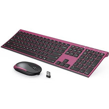 Load image into Gallery viewer, Wireless Keyboard and Mouse, Vssoplor 2.4GHz Rechargeable Compact Quiet Full-Size Keyboard and Mouse Combo with Nano USB Receiver for Windows, Laptop, PC, Notebook-Black and Wine Red
