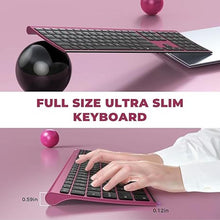 Load image into Gallery viewer, Wireless Keyboard and Mouse, Vssoplor 2.4GHz Rechargeable Compact Quiet Full-Size Keyboard and Mouse Combo with Nano USB Receiver for Windows, Laptop, PC, Notebook-Black and Wine Red
