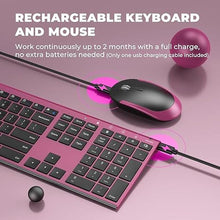 Load image into Gallery viewer, Wireless Keyboard and Mouse, Vssoplor 2.4GHz Rechargeable Compact Quiet Full-Size Keyboard and Mouse Combo with Nano USB Receiver for Windows, Laptop, PC, Notebook-Black and Wine Red
