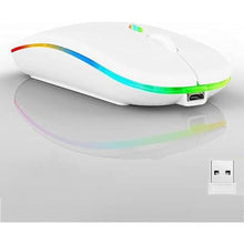 Load image into Gallery viewer, Wireless Bluetooth Mouse,LED Dual Mode Rechargeable Silent Slim Laptop Mouse,Portable(BT5.2+USB Receiver) Dual Mode Computer Mice,for Laptop,Desktop Computer,ipad Tablet,Phone,Mac (White)
