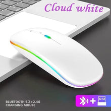 Load image into Gallery viewer, Wireless Bluetooth Mouse,LED Dual Mode Rechargeable Silent Slim Laptop Mouse,Portable(BT5.2+USB Receiver) Dual Mode Computer Mice,for Laptop,Desktop Computer,ipad Tablet,Phone,Mac (White)
