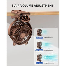 Load image into Gallery viewer, Clip on Fan, Rechargeable Portable Fan with 2000mAh Battery Operated, Stroller Fan with Powerful Clip Design, 3 Wind Speed, 360° Rotation, Ultra-Low Noise Level for Travel
