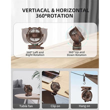 Load image into Gallery viewer, Clip on Fan, Rechargeable Portable Fan with 2000mAh Battery Operated, Stroller Fan with Powerful Clip Design, 3 Wind Speed, 360° Rotation, Ultra-Low Noise Level for Travel
