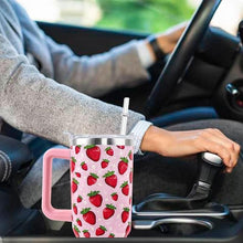 Load image into Gallery viewer, Strawberry Cup 40 OZ Tumbler with Handle and Straw Lid Leak Proof - Strawberry Travel Coffee Mug with Handle Insulated for Hot Cold Ice - Birthday Gifts for Women Stainless Steel Cup
