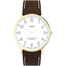 Load image into Gallery viewer, Timex Men's Waterbury Classic 40mm Watch - Brown Strap White Dial Gold-Tone Case
