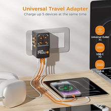 Load image into Gallery viewer, TESSAN 140W GaN Universal Travel Adapter, International Plug Adaptor with 3 USB C and 1 USB A Charging Ports, Worldwide Power Outlet for US to Europe UK AUS Ireland(Type C/G/A/I), Black
