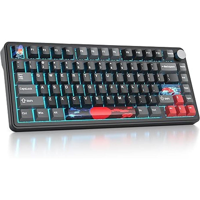 surmen M75 75% Wireless Creamy Keyboard with Gasket, Pre-lubed Triple Mode Bluetooth Mechanical Gaming Keyboard BT5.0/2.4Ghz/USB with Sound Absorbing Pads Hot-Swap(Shadow Red)