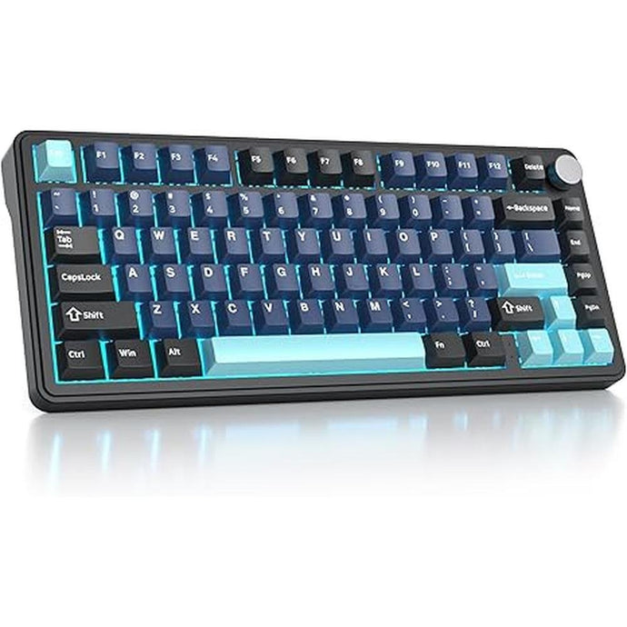 surmen M75 75% Wireless Creamy Keyboard with Gasket, Pre-lubed Triple Mode Bluetooth Mechanical Gaming Keyboard BT5.0/2.4Ghz/USB with Sound Absorbing Pads Hot-Swap(Deep Sea)