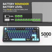 Load image into Gallery viewer, surmen M75 75% Wireless Creamy Keyboard with Gasket, Pre-lubed Triple Mode Bluetooth Mechanical Gaming Keyboard BT5.0/2.4Ghz/USB with Sound Absorbing Pads Hot-Swap(Deep Sea)
