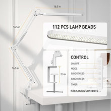 Load image into Gallery viewer, SKYLEO Led Desk Lamp - 31.5" Desk Light - 5 Color Modes X 11 Brightness Levels - Adjustable Swing Arm - Timmer &amp; Memory Function - 12W Study Lamp - White
