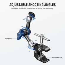 Load image into Gallery viewer, NEEWER 6&quot;/15cm Adjustable Magic Arm with Super Clamp, 1/4&quot; &amp; 3/8&quot; Threads, 1/4&quot; Screws for Flash/LED Light/Microphone/Monitor, Compatible with SmallRig Camera Cage, Max Load: 4.4lb/2kg, ST15C
