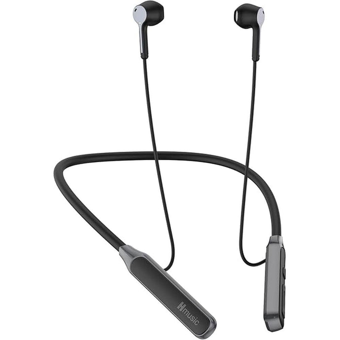 Hmusic Neckband Bluetooth Headphones, 30H Playtime Wireless Headphone, IPX5 Waterproof Sweat Resistant, Semi-in Ear Earbuds, Wireless Earphones for Sports, Running, Gaming (Black)