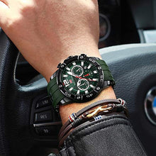 Load image into Gallery viewer, FAMVNTN Watch for Men Military Sport Waterproof Chronograph Mens Watches Analog Quartz Luminous Date Classic Stylish Fashion Wrist Watch Elegant Gift for Men Green
