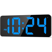 Load image into Gallery viewer, LED Digital Wall Clock with Large Display, Big Digits, Auto-Brightness, 12/24Hr Format, Modern Electric Small Silent Wall Clock for Living Room, Bedroom, Classroom, Farmhouse, Kitchen, Office - Blue
